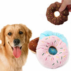 Soft Dog Donut Plush Toy with Squeaker