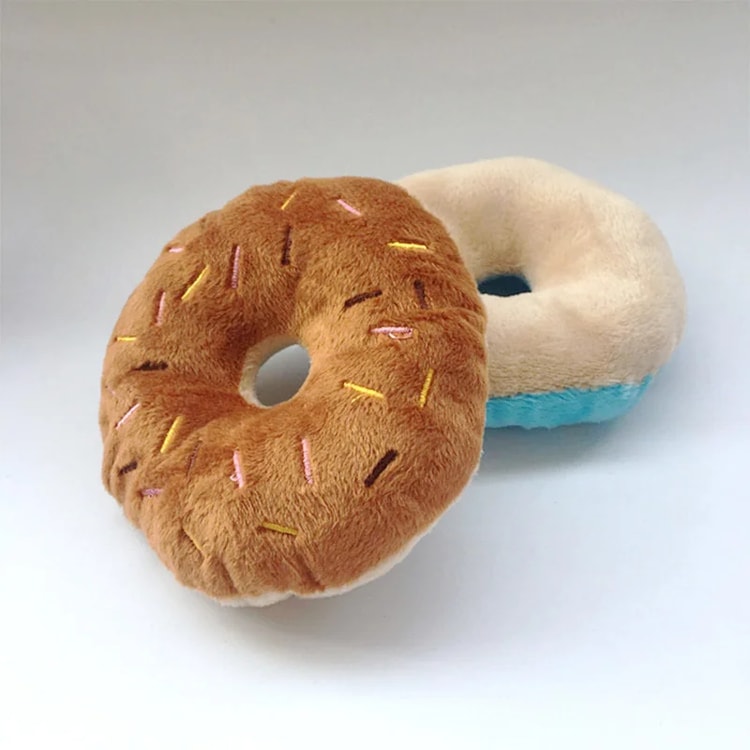 Soft Dog Donut Plush Toy with Squeaker