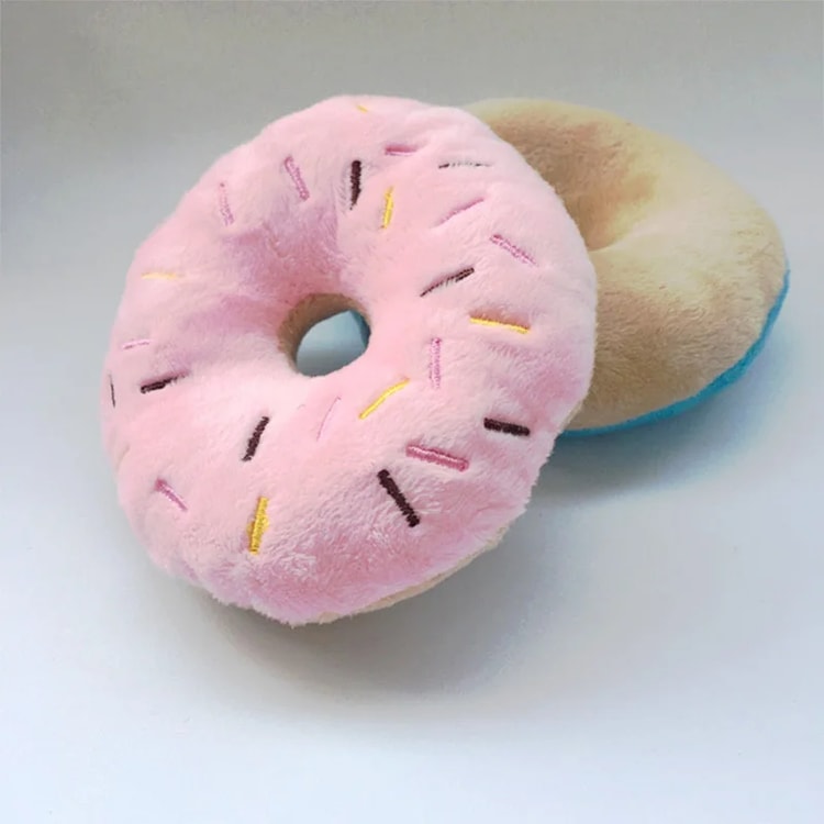 Soft Dog Donut Plush Toy with Squeaker