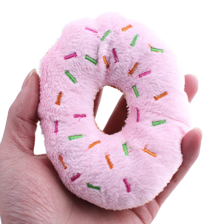 Soft Dog Donut Plush Toy with Squeaker