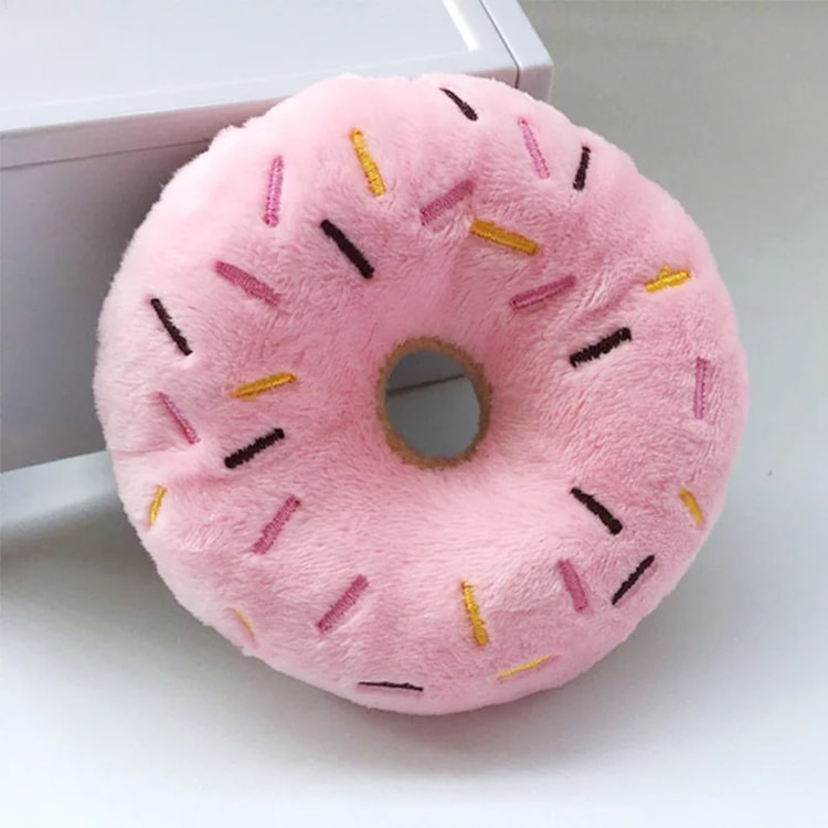 Soft Dog Donut Plush Toy with Squeaker
