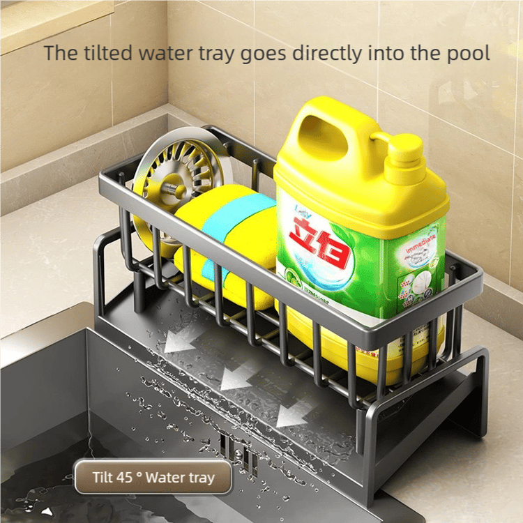 Tap Mounted Kitchen Storage Shelf with Drainage Rack