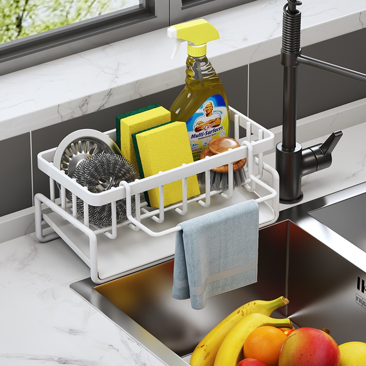 Tap Mounted Kitchen Storage Shelf with Drainage Rack