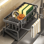Tap Mounted Kitchen Storage Shelf with Drainage Rack